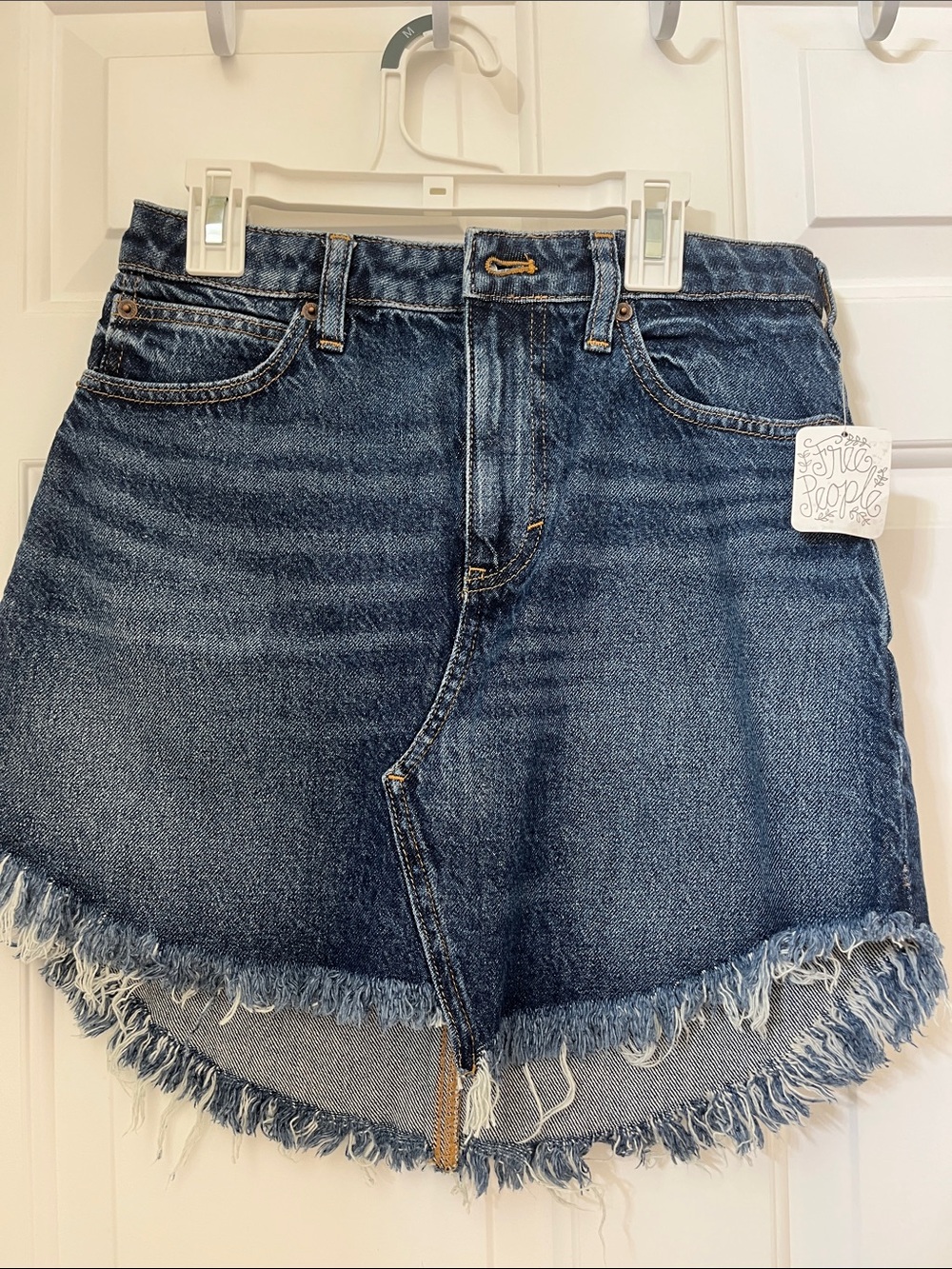 Free People Indigo Frayed Hem Denim Skirt-size 25